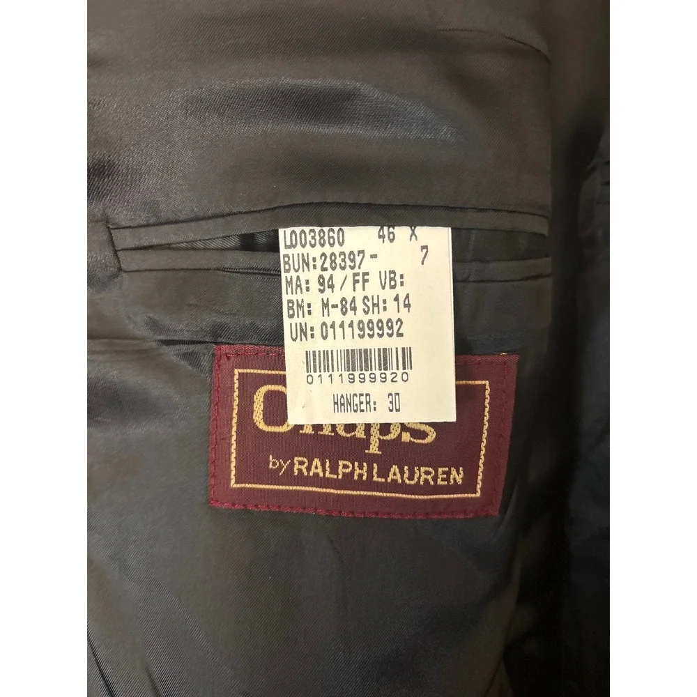 Chaps by Ralph Lauren Mens Grey Micro Pattern 2 Button Blazer Sport Coat 46R